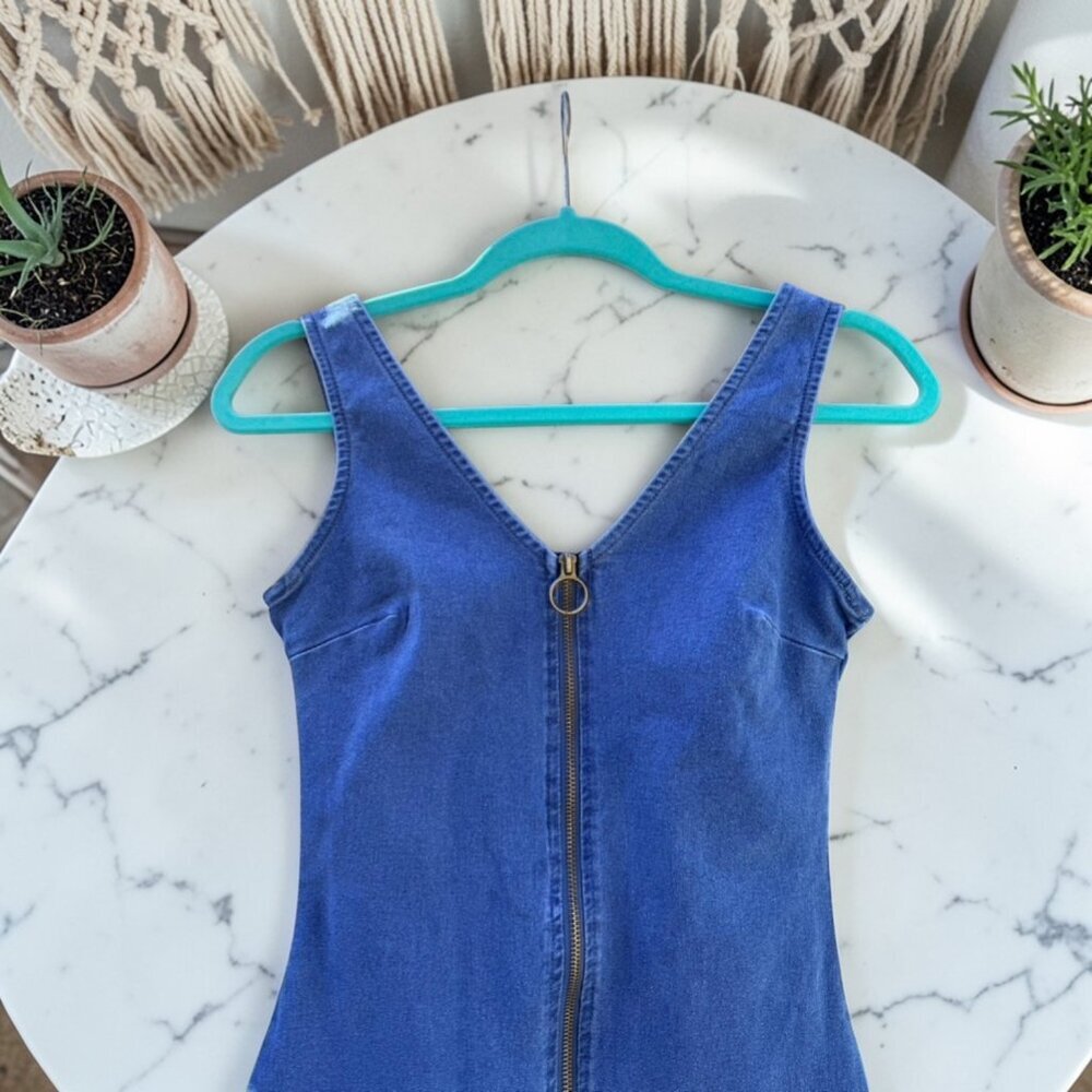 7th & Hudson Women's Size Small Full Zip Denim Mini Dress Blue - Picture 6 of 12